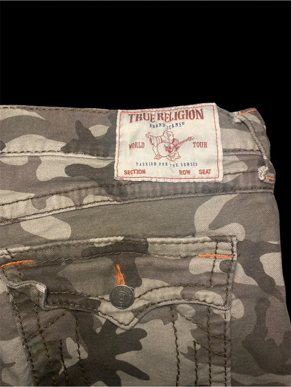 True Religion Ricky Shorts Mens 42 Olive Green Camo Relaxed Straight 5 Pocket